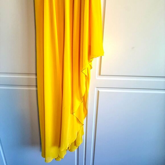 NWT Mac Duggal dress #70191 Asymmetrical Skirt Chiffon Dress in Marigold. Size 0 - Picture 8 of 14